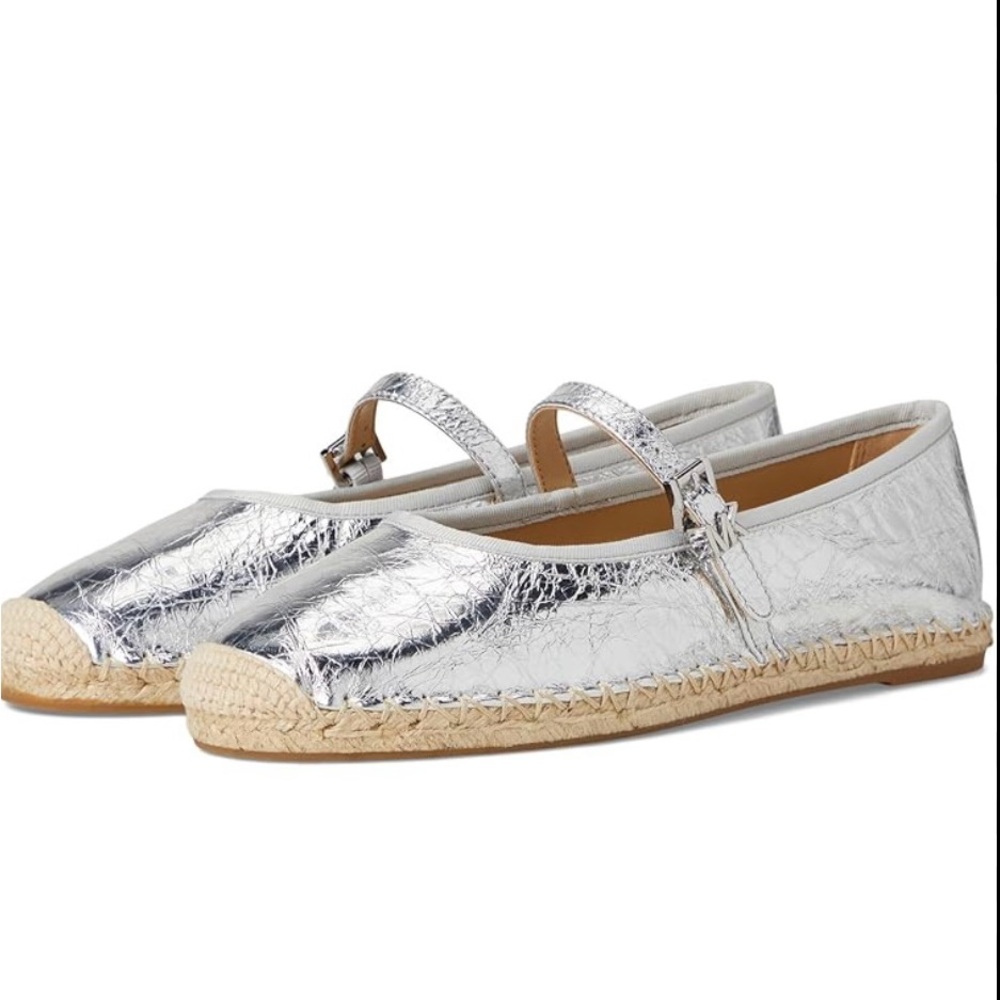 MK Silver Espadrille Flats 8.5
